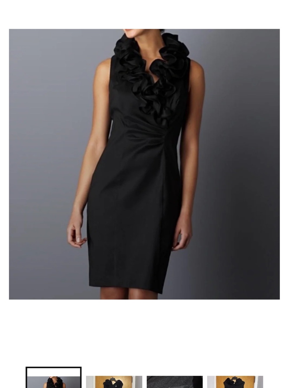 Xscape Black Sleeveless Ruffle Neck Sheath Dress